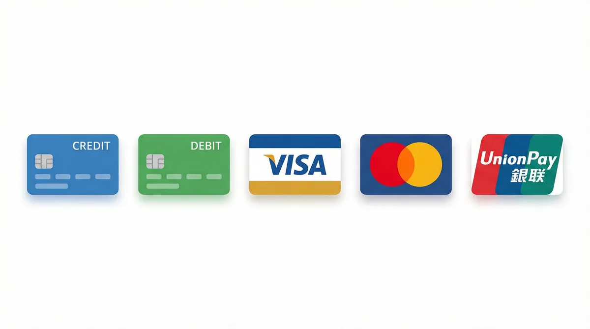 羞羞漫画支持的支付方式图标-信用卡借记卡银联维萨万事达